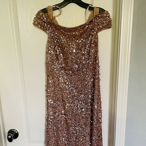 Size 6 Adrianna Papell Rose Gold Sequin Gown